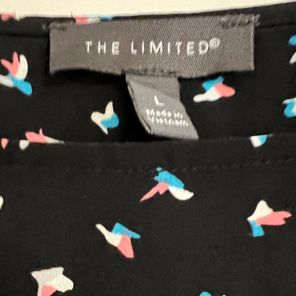 The Limited Black Floral Tie-Front Blouse with Pastel Blooms - Picture 2 of 8
